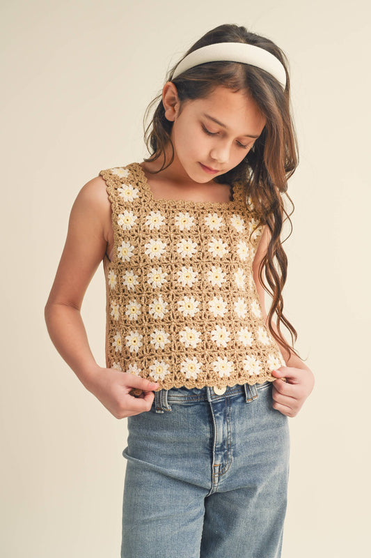 heart and arrow - TWEEN KIDS GIRLS SLEEVELESS CROCHET TOP (7-14): 10/12