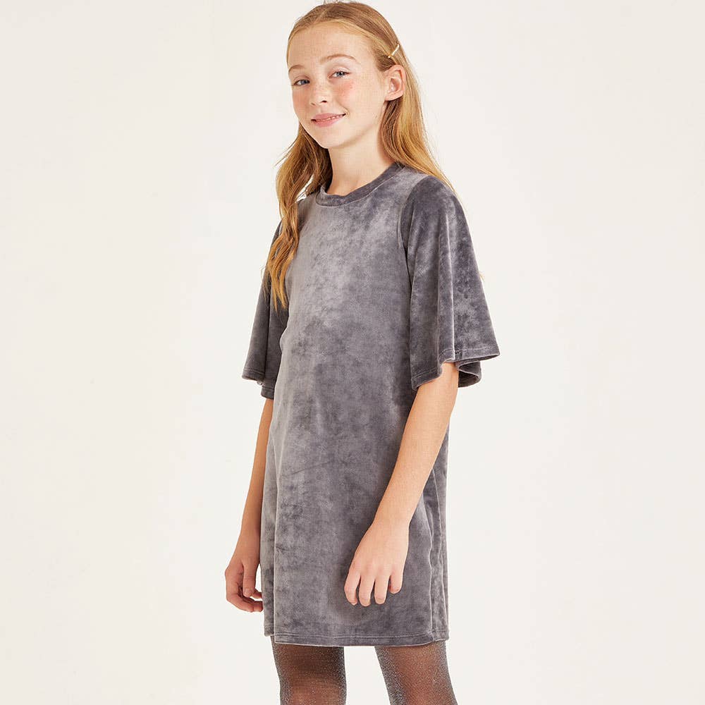 Good Girl - Bell Sleeves A-line Velvet Dress: Black / XL