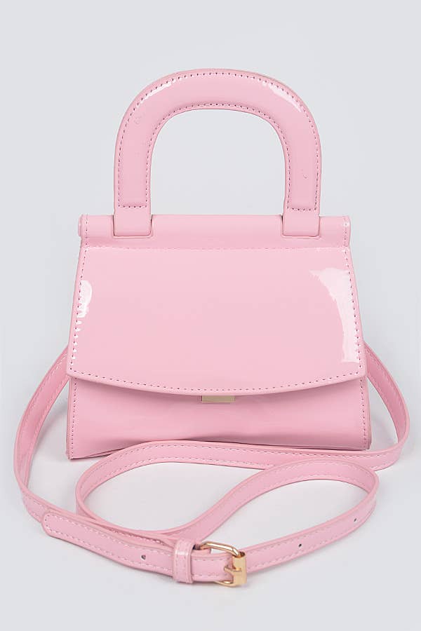 3AM BY H&D ACCESSORIES - Patent Leather Top Handle Clutch: DPP