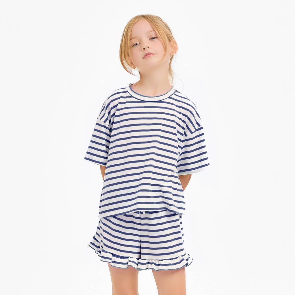 Good Girl - Stripe Crop Top and Ruffle Shorts Set