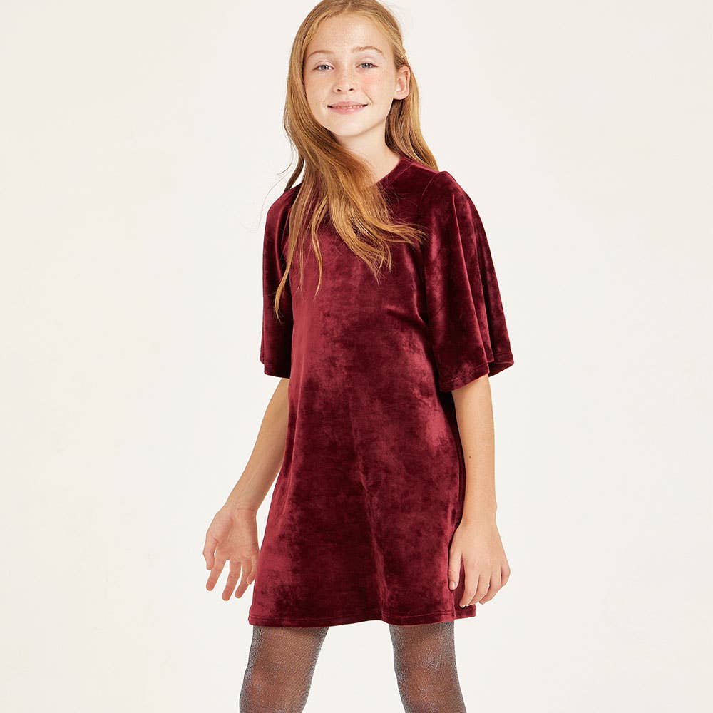 Good Girl - Bell Sleeves A-line Velvet Dress: Black / XL