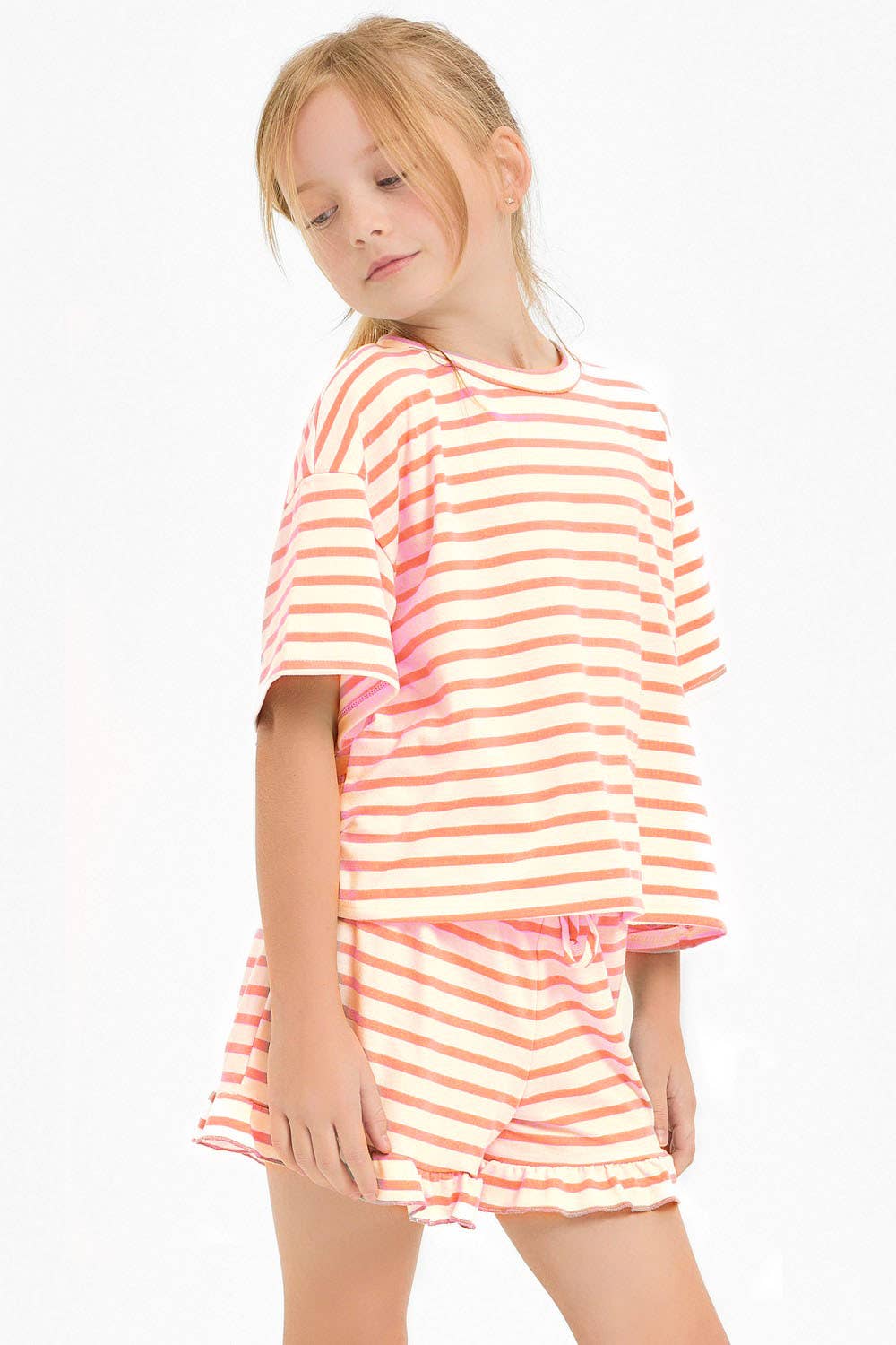 Good Girl - Stripe Crop Top and Ruffle Shorts Set