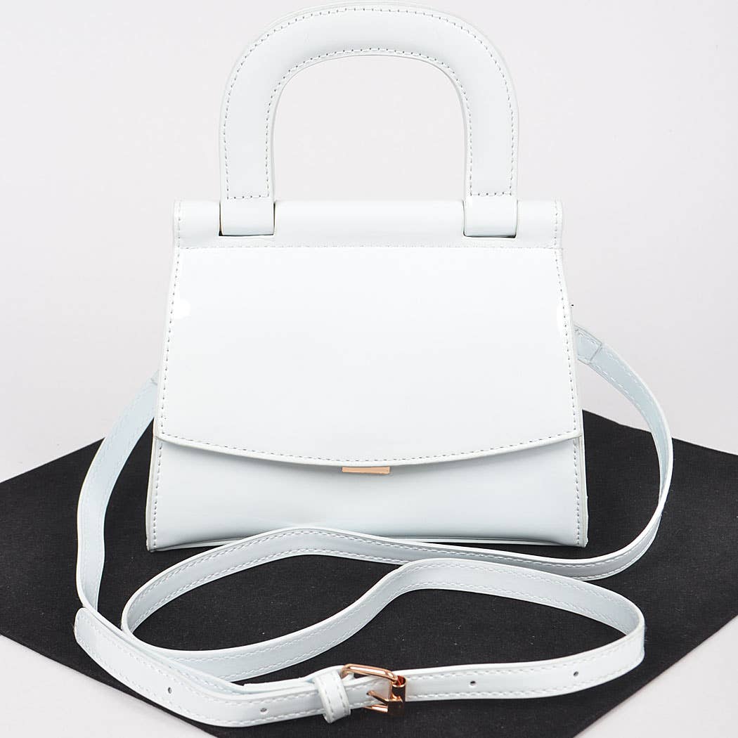 3AM BY H&D ACCESSORIES - Patent Leather Top Handle Clutch: GR