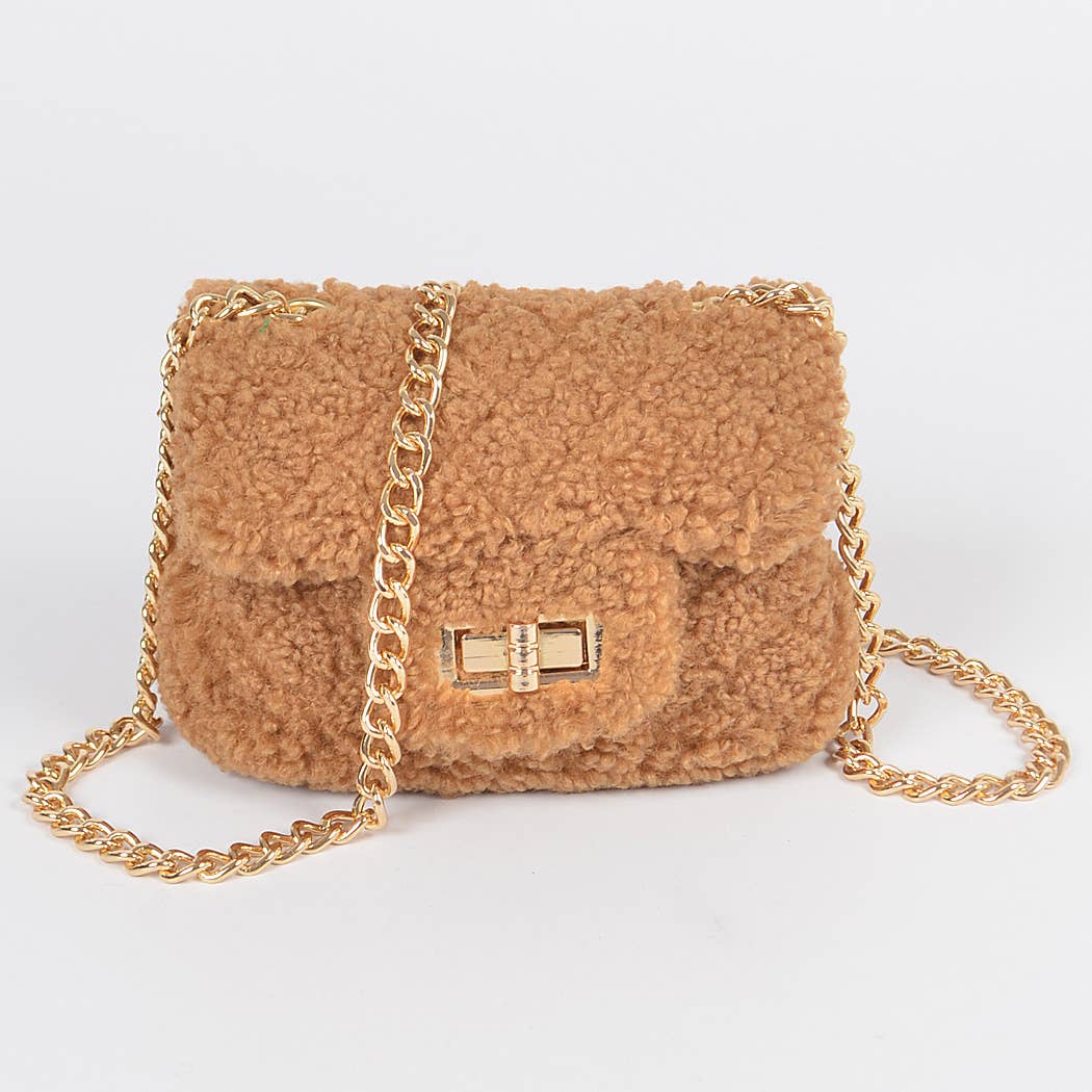 3AM BY H&D ACCESSORIES - Faux Fur Mini Crossbody Bag: Black