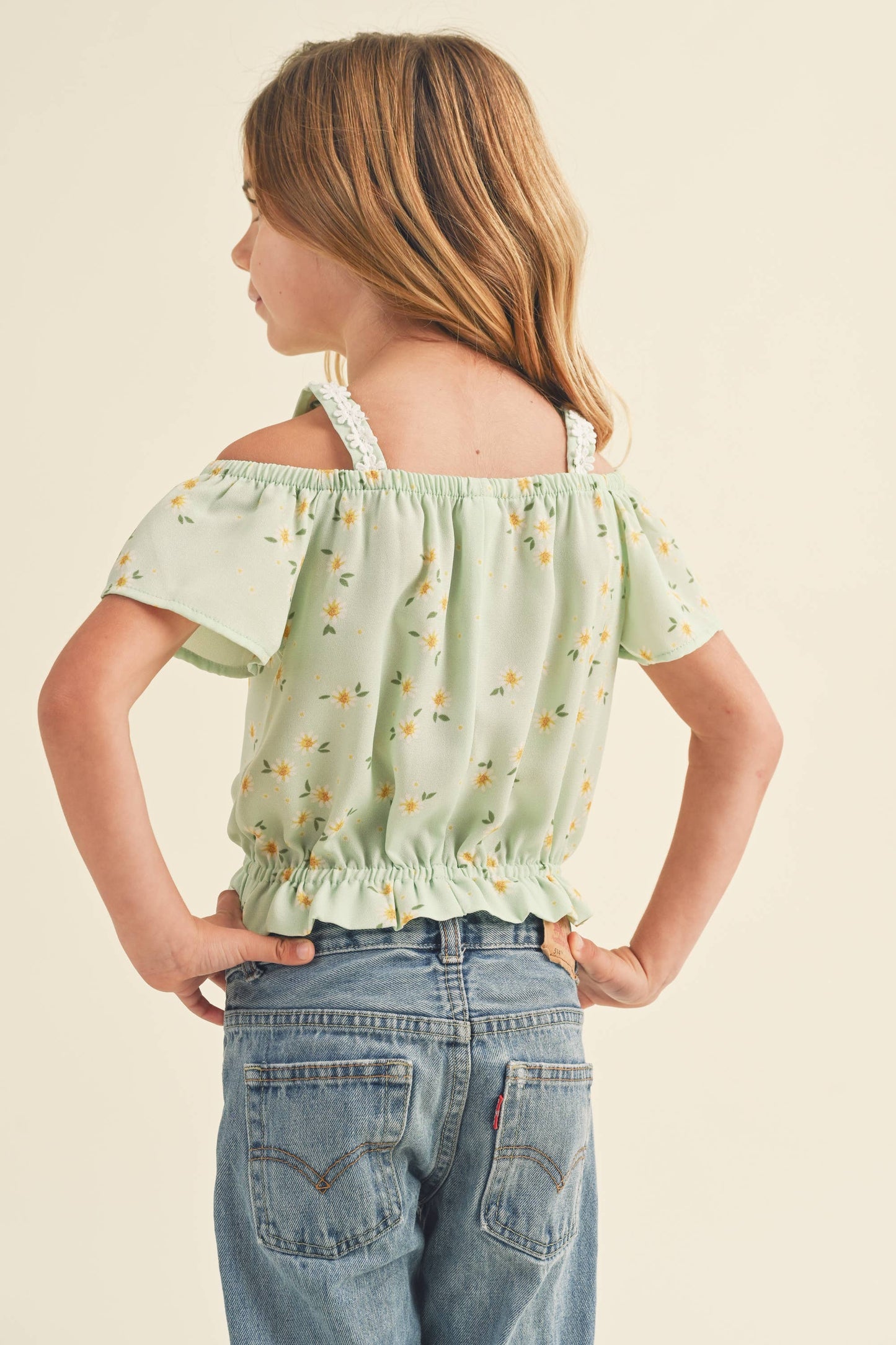 heart and arrow - TWEEN GIRLS KIDS FLUTTER SLEEVE OFF SHOULDER TOP (4-6X): 6X