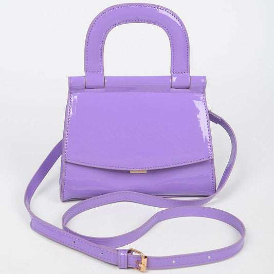 3AM BY H&D ACCESSORIES - Patent Leather Top Handle Clutch: DPP