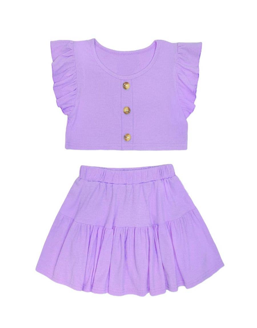 Cutie Patootie Clothing - GKSS-AMY-3018B Girls 2 pc Ribbed Skirt Set: Yellow / S6/7