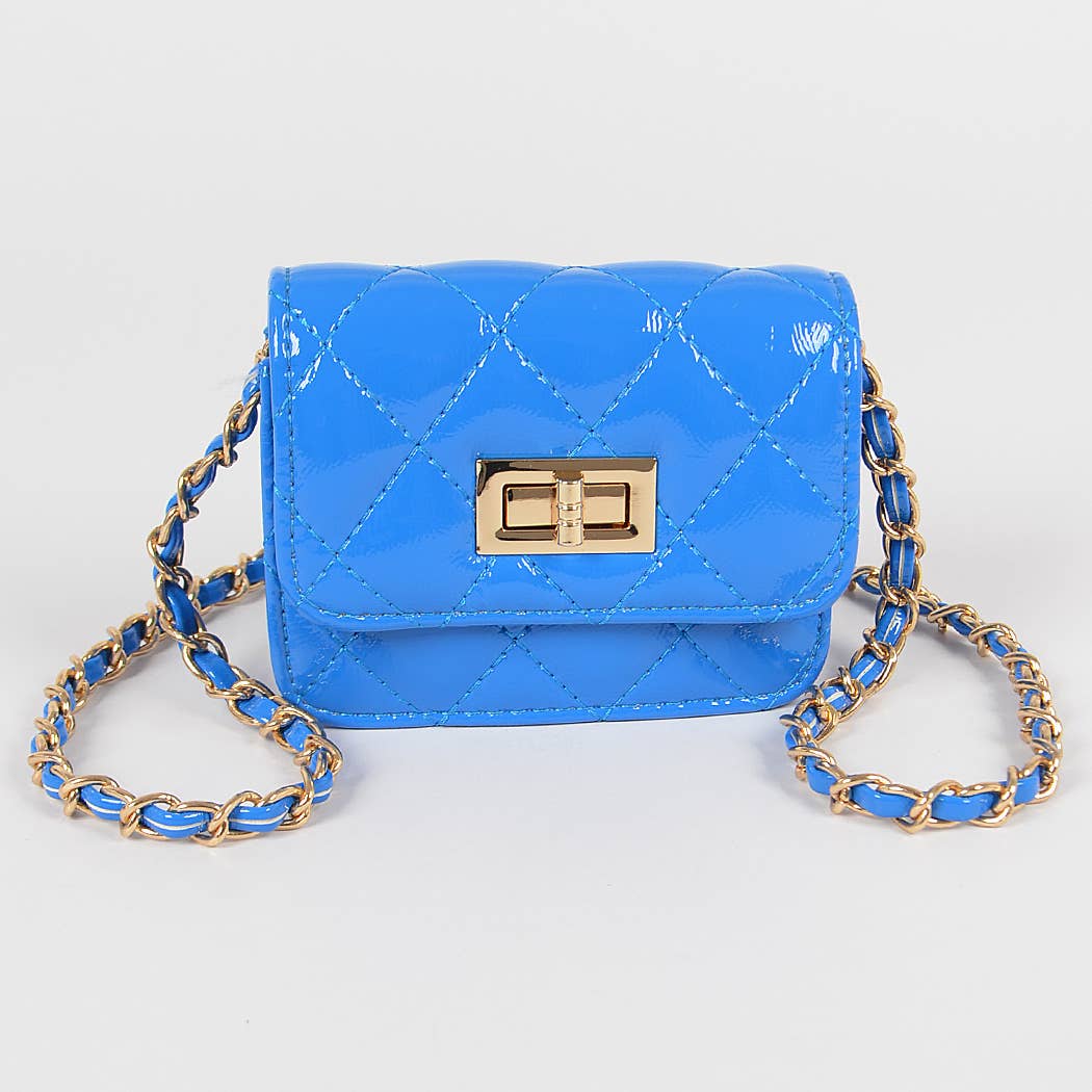 3AM BY H&D ACCESSORIES - High Glossy Quilted Mini Bag: Cobalt