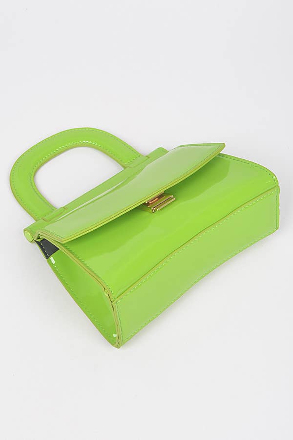 3AM BY H&D ACCESSORIES - Patent Leather Top Handle Clutch: DPP