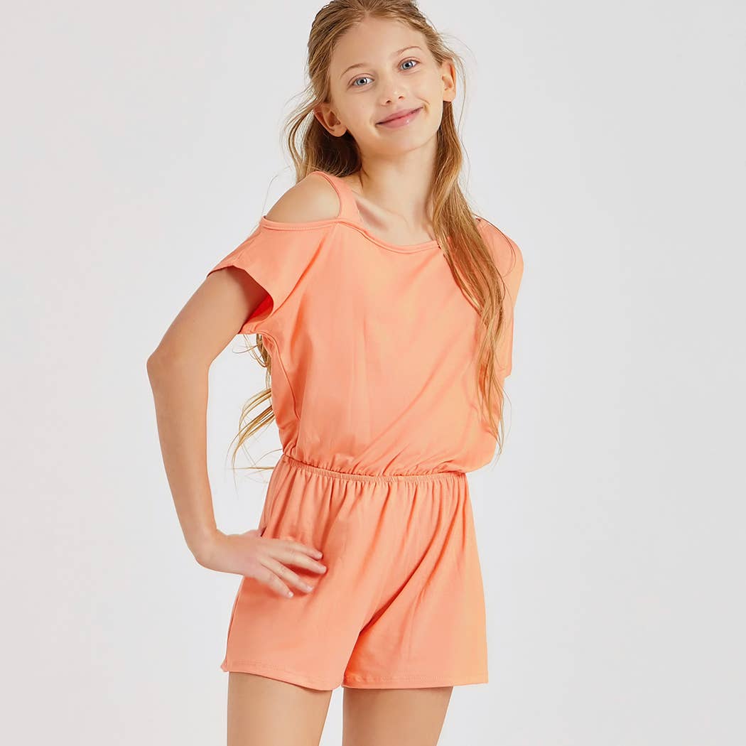 Good Girl - One Shoulder Romper: Heather Grey / M