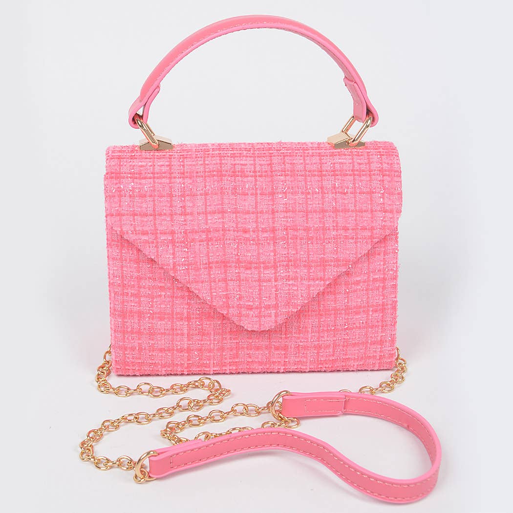 3AM BY H&D ACCESSORIES - Tweed Top Handle Bag: Cobalt
