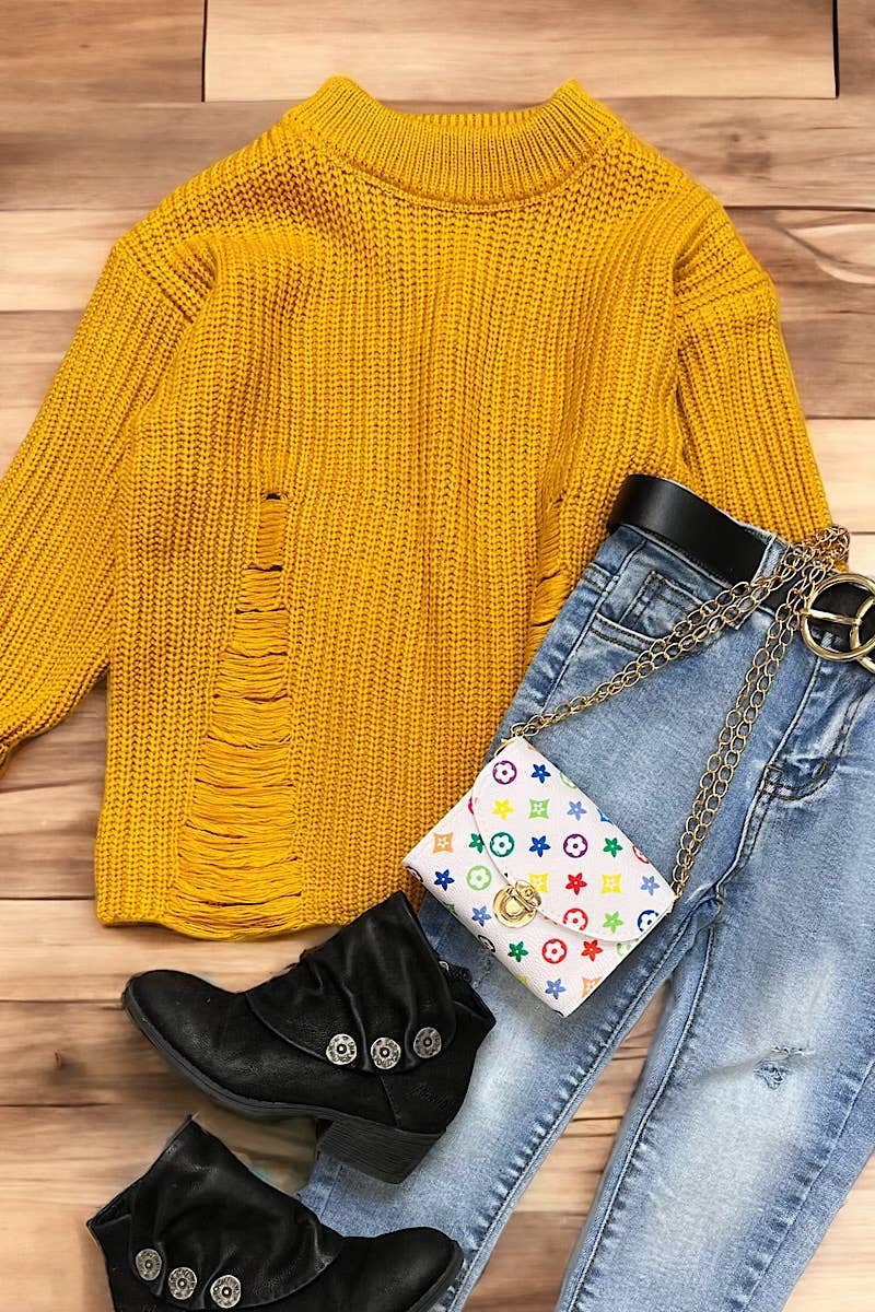 Distressed Sweater Mustard