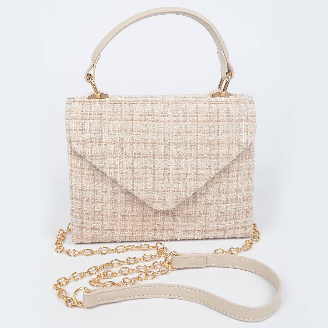 3AM BY H&D ACCESSORIES - Tweed Top Handle Bag: Cobalt