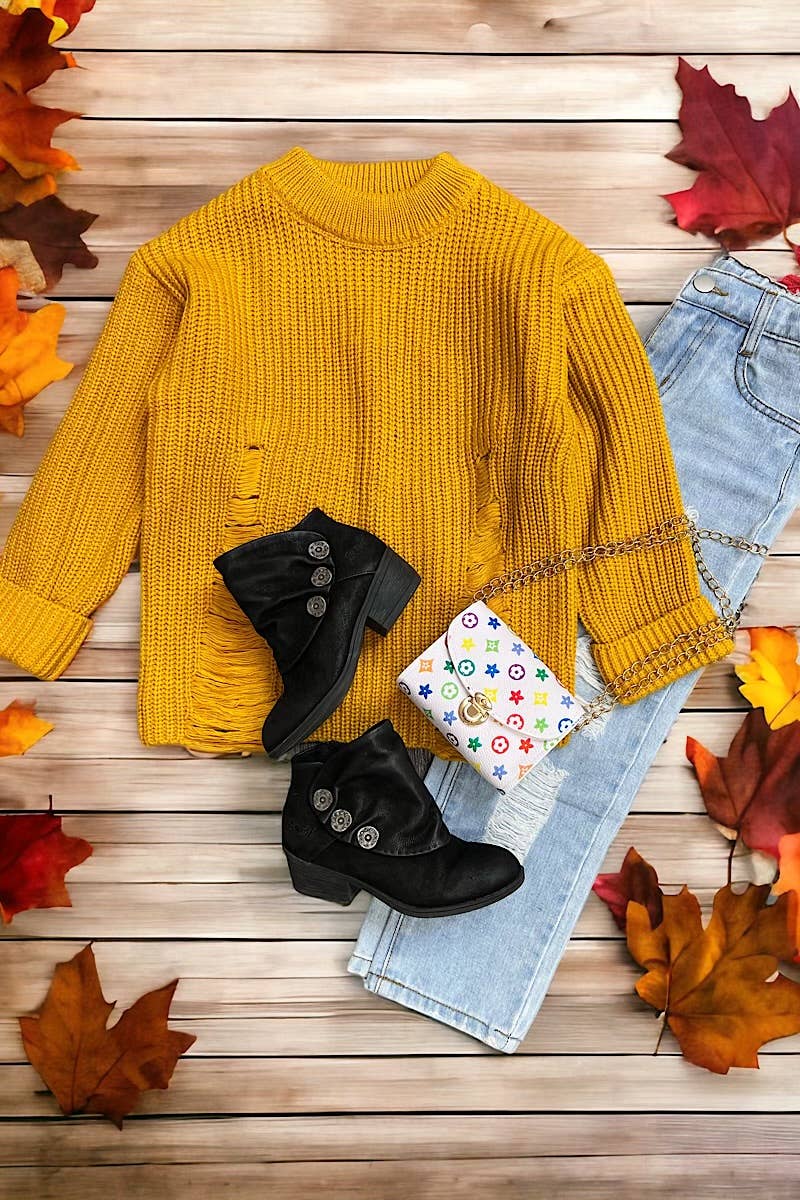 Distressed Sweater Mustard