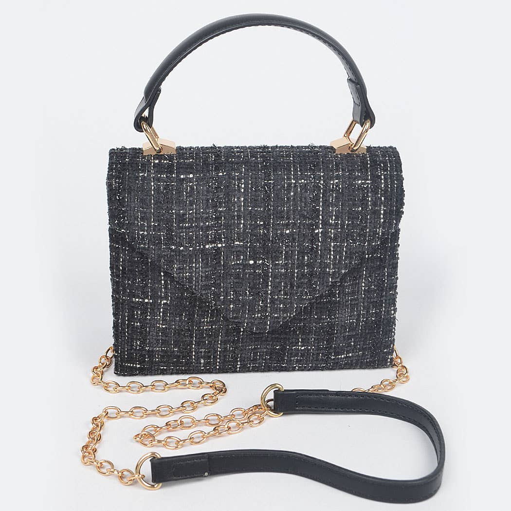 3AM BY H&D ACCESSORIES - Tweed Top Handle Bag: Cobalt