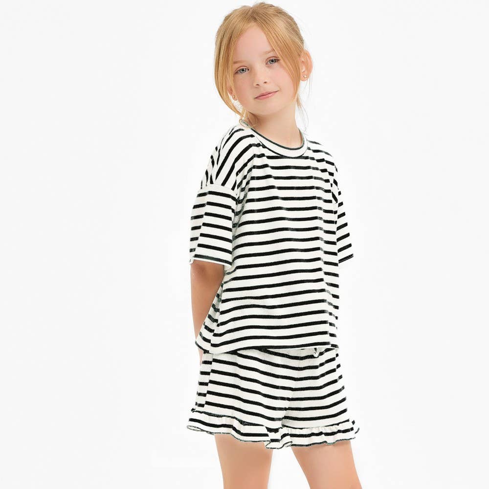 Good Girl - Stripe Crop Top and Ruffle Shorts Set