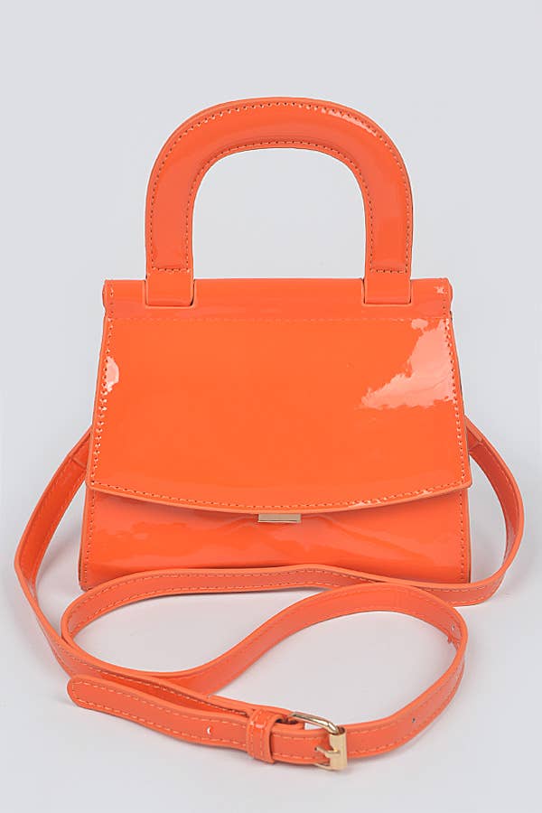 3AM BY H&D ACCESSORIES - Patent Leather Top Handle Clutch: GR
