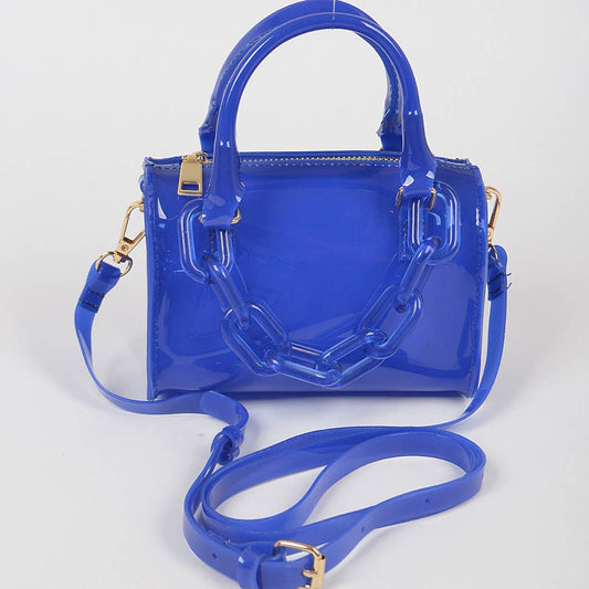 3AM BY H&D ACCESSORIES - Transparent Mini Duffle Bag W/Acrylic Chain: Cobalt