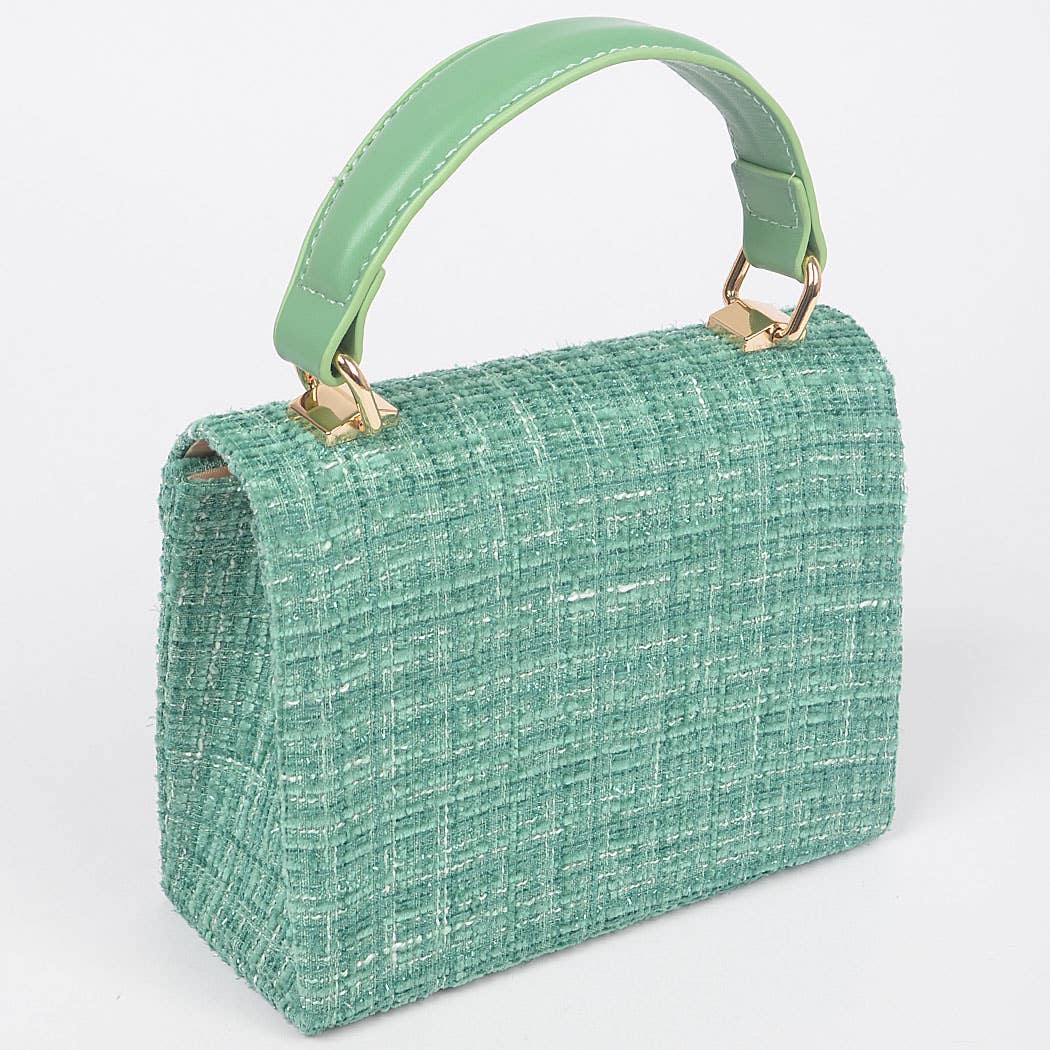 3AM BY H&D ACCESSORIES - Tweed Top Handle Bag: Cobalt