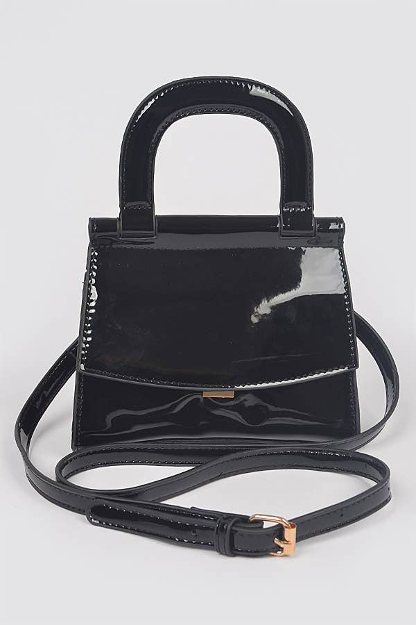 3AM BY H&D ACCESSORIES - Patent Leather Top Handle Clutch: DPP