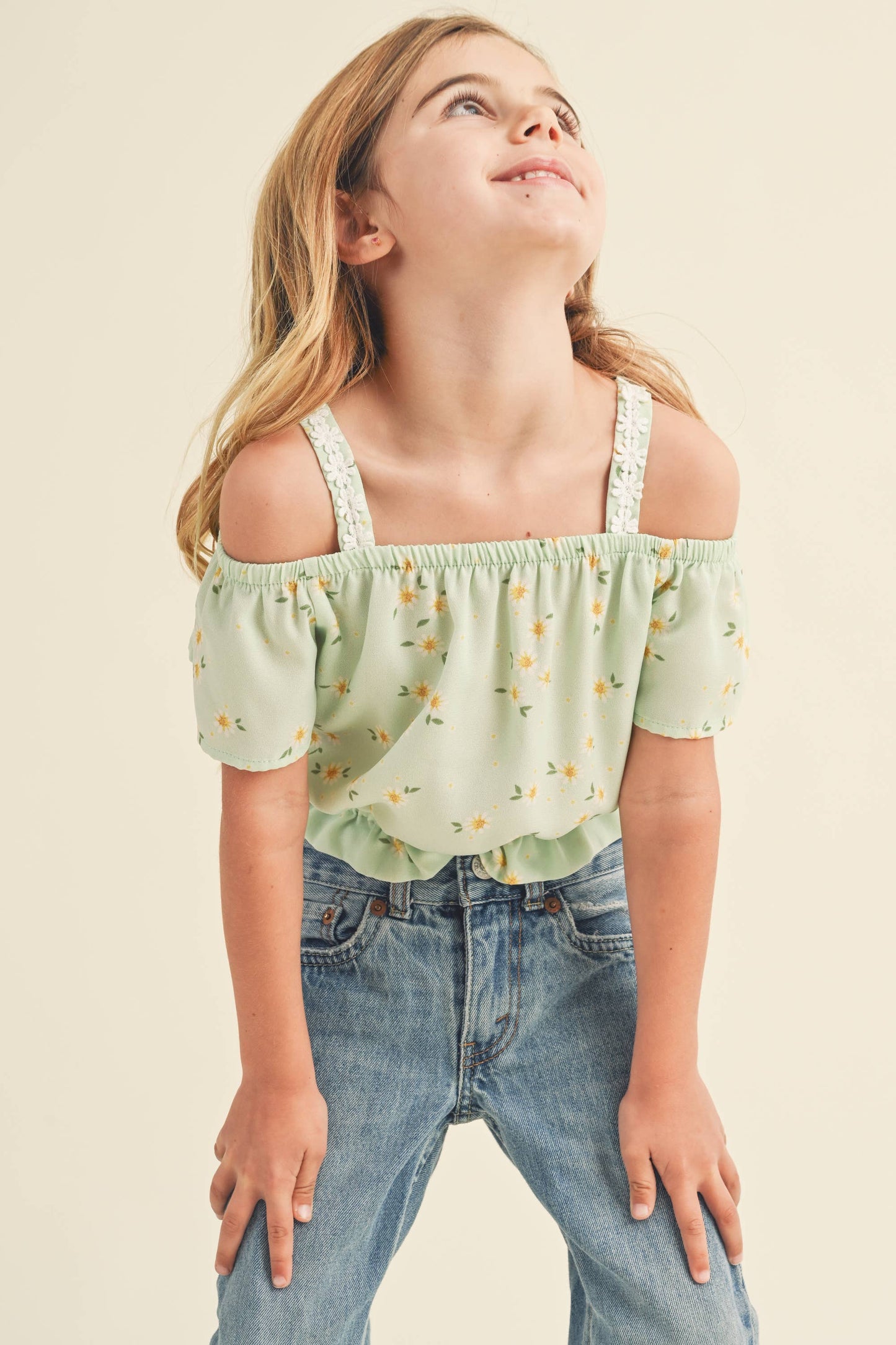 heart and arrow - TWEEN GIRLS KIDS FLUTTER SLEEVE OFF SHOULDER TOP (4-6X): 6X