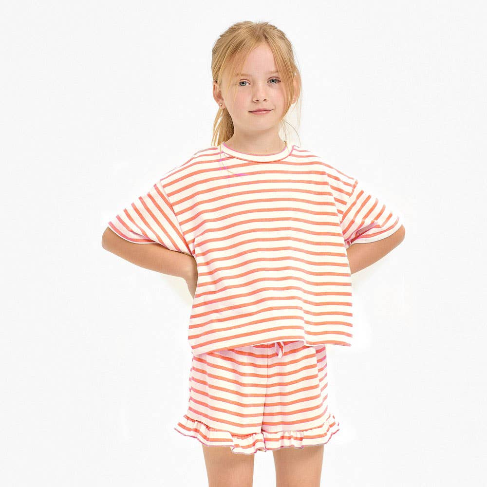 Good Girl - Stripe Crop Top and Ruffle Shorts Set