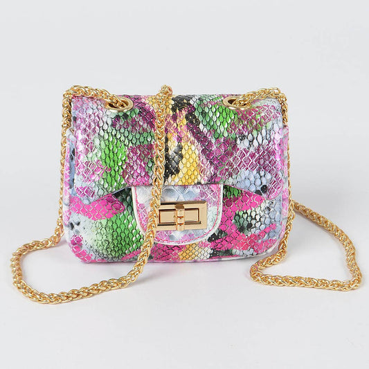 3AM BY H&D ACCESSORIES - Multi Snake Pattern Mini Clutch: Pink