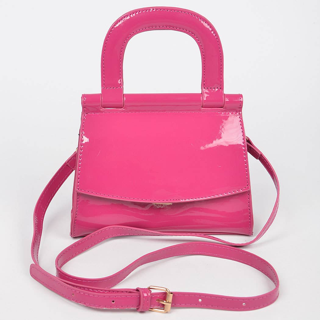 3AM BY H&D ACCESSORIES - Patent Leather Top Handle Clutch: GR