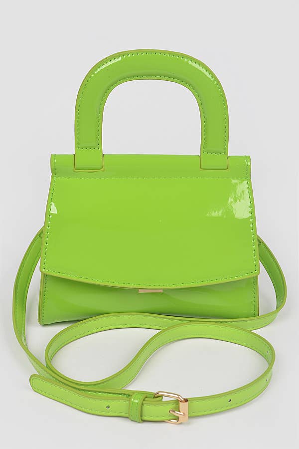 3AM BY H&D ACCESSORIES - Patent Leather Top Handle Clutch: GR
