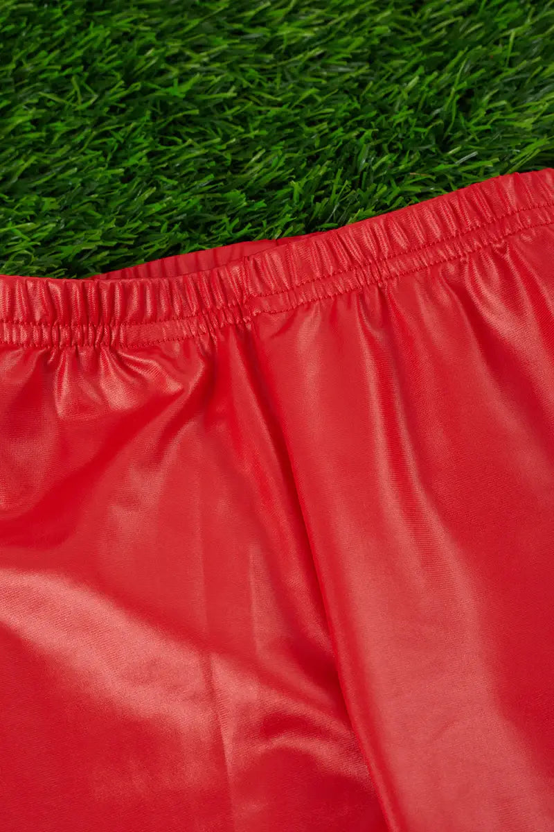 Red Faux Leather Leggings