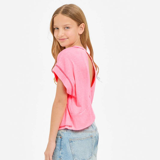 Good Girl - Overlap Open Back Reverse Stitched Top