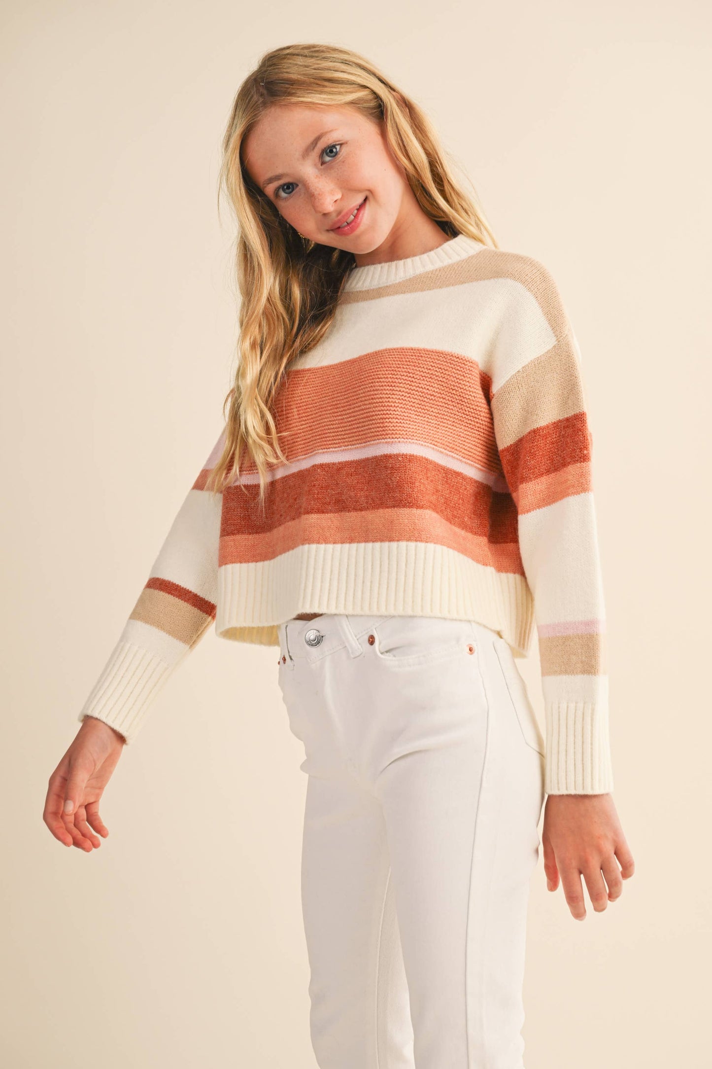 heart and arrow - TWEEN KIDS GIRLS ROUND NECK CROPPED SWEATER  (7-14): 9/10