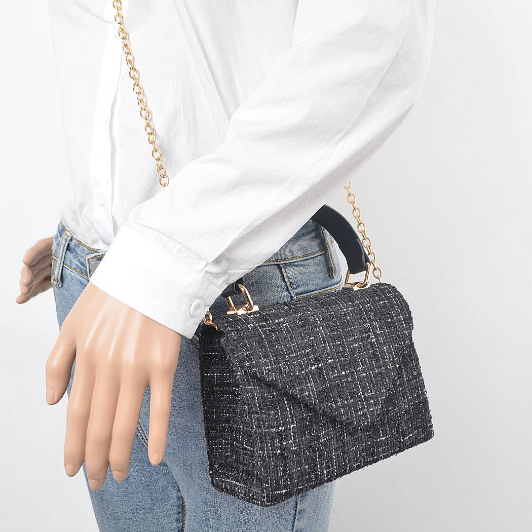 3AM BY H&D ACCESSORIES - Tweed Top Handle Bag: Lavender