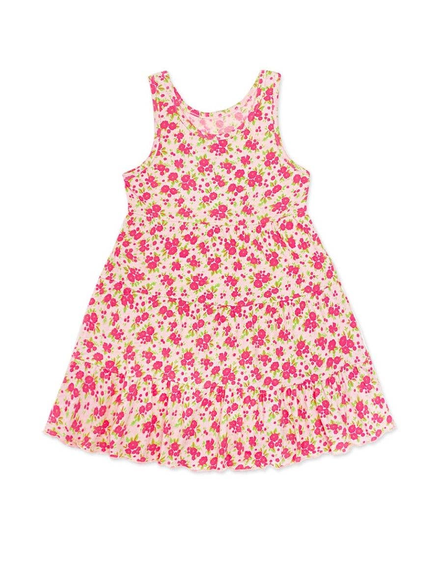 Cutie Patootie Clothing - TKD-3998T-AMY34 Toddlers Summer Dress w/ 3 Tiers: Hot Pink Floral / 4