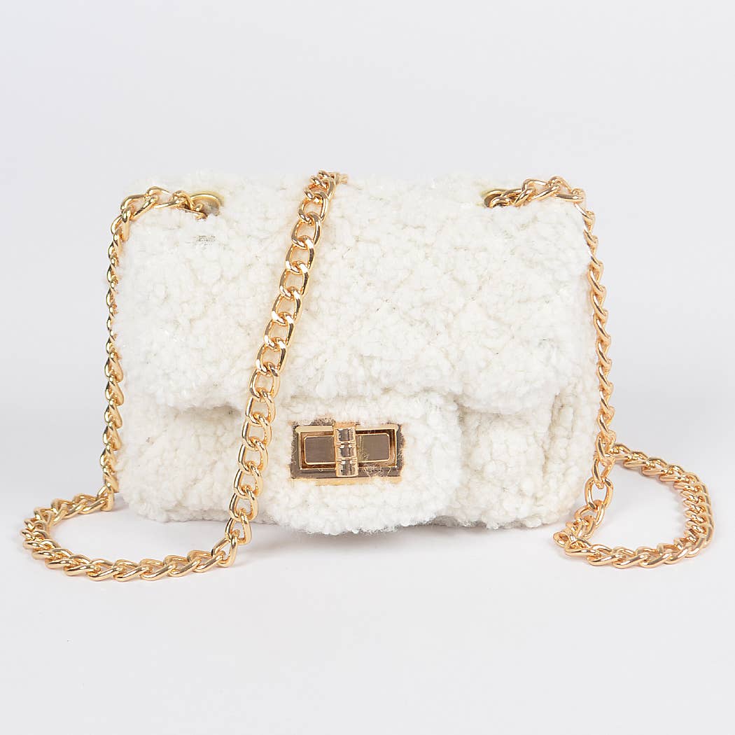 3AM BY H&D ACCESSORIES - Faux Fur Mini Crossbody Bag: Black