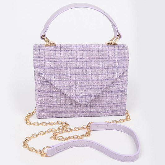 3AM BY H&D ACCESSORIES - Tweed Top Handle Bag: Lavender