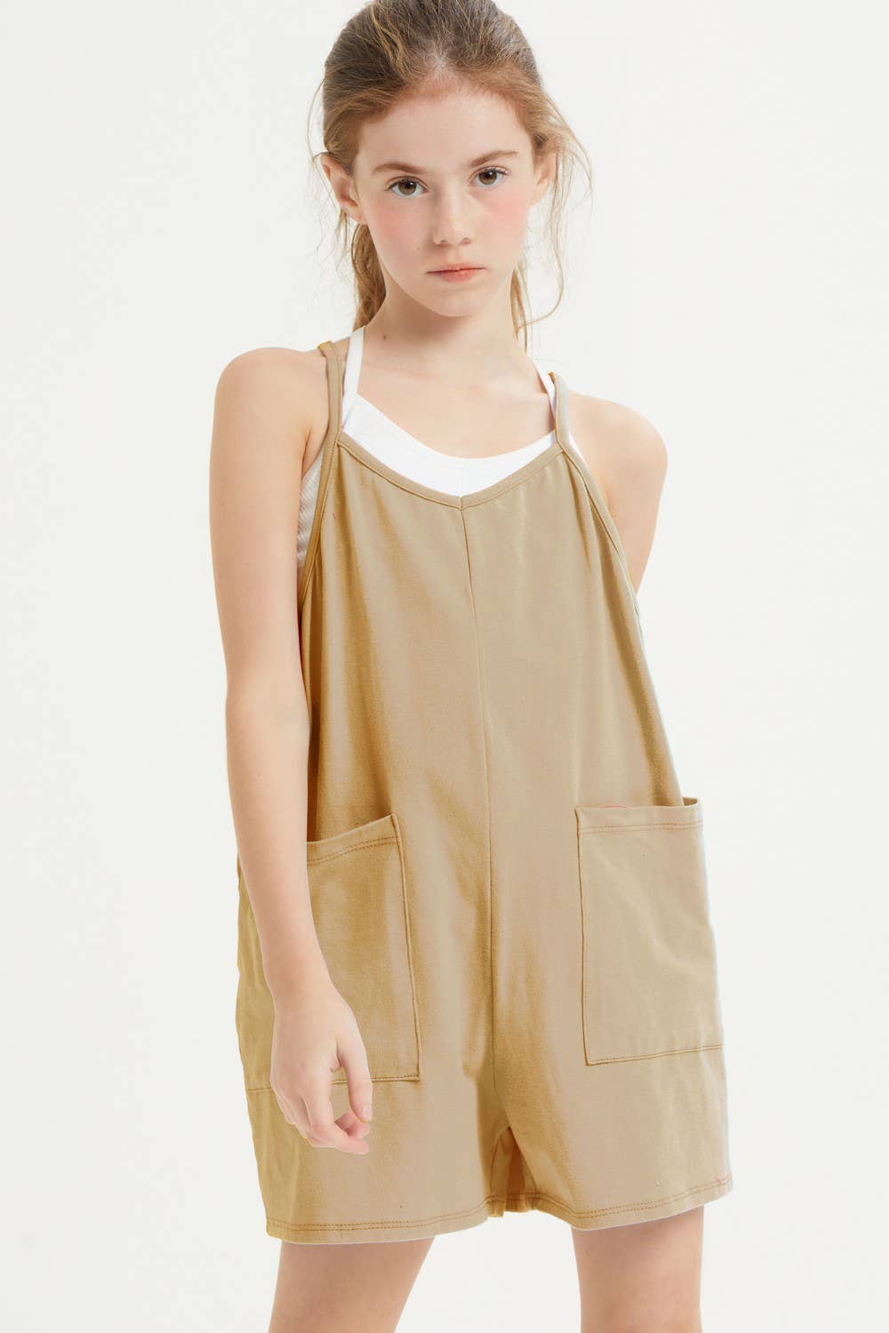 Good Girl - Two Pocket Cotton Overall Romper / Onesie: XL / Hot Pink