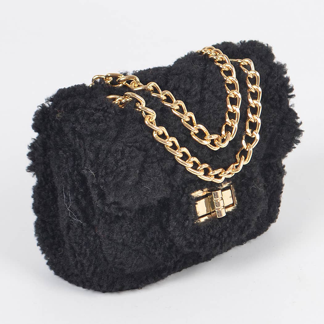 3AM BY H&D ACCESSORIES - Faux Fur Mini Crossbody Bag: Red