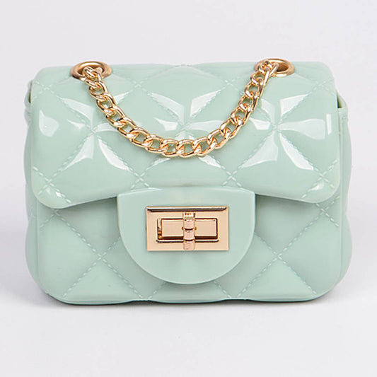 3AM BY H&D ACCESSORIES - Shine Jelly Shoulder Chain Strap Mini Clutch: Mint