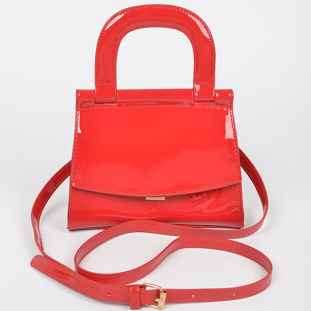 3AM BY H&D ACCESSORIES - Patent Leather Top Handle Clutch: DPP