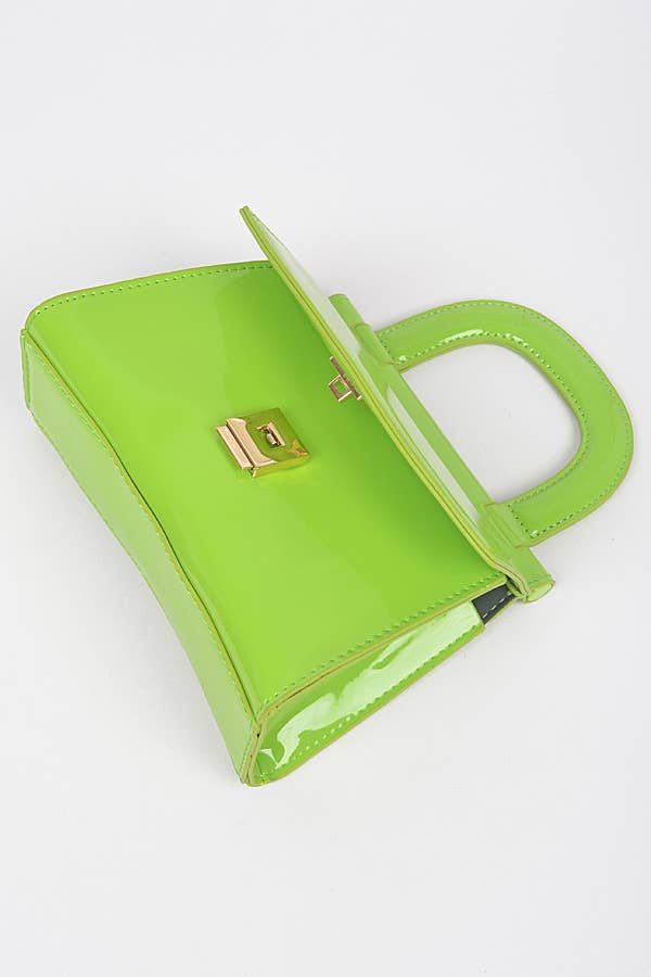 3AM BY H&D ACCESSORIES - Patent Leather Top Handle Clutch: DPP