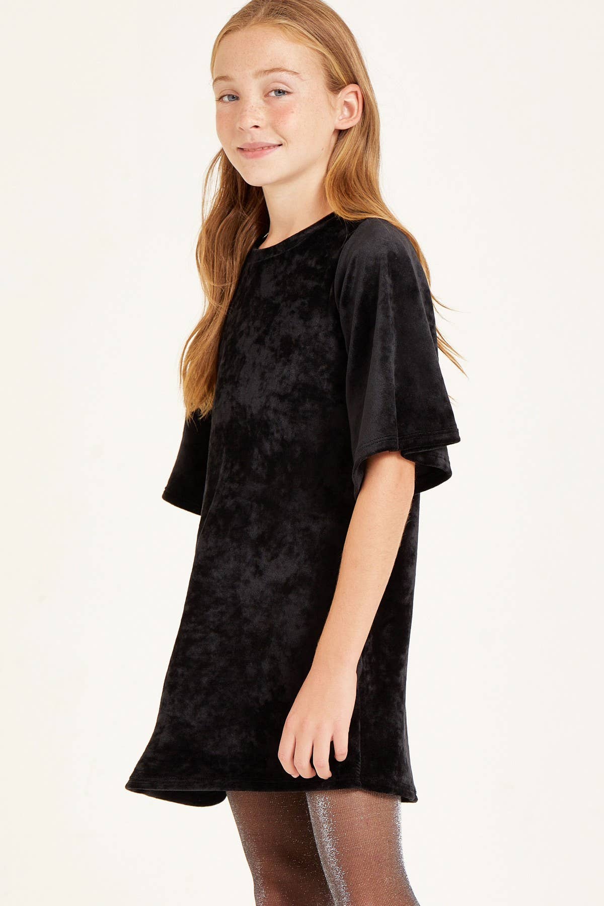 Good Girl - Bell Sleeves A-line Velvet Dress: Black / XL