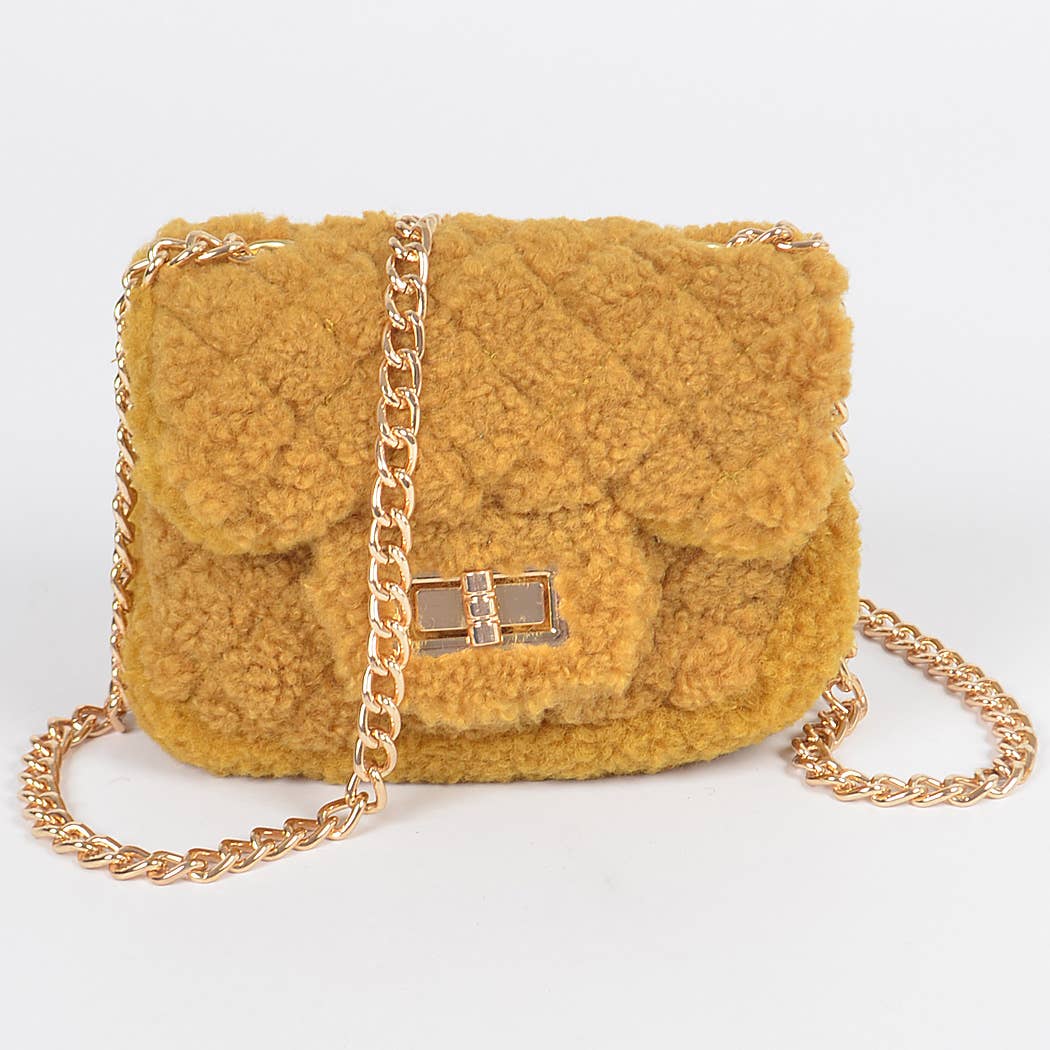 3AM BY H&D ACCESSORIES - Faux Fur Mini Crossbody Bag: Black