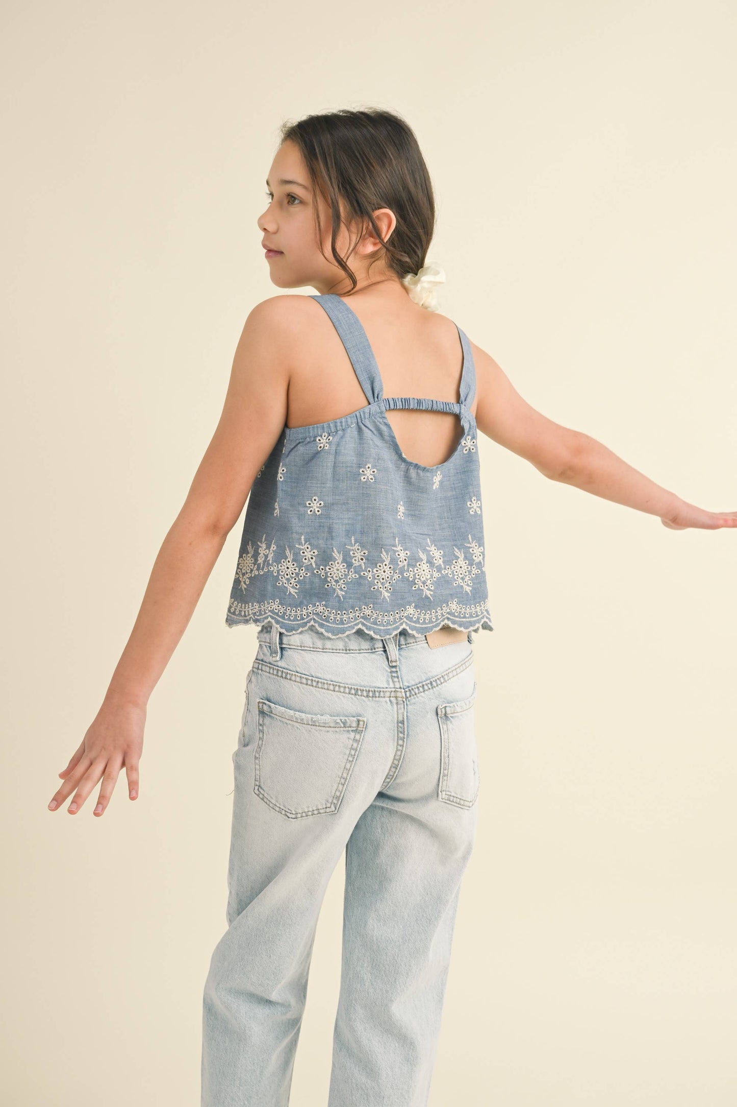 heart and arrow - TWEEN KIDS GIRLS  BABYDOLL BACK CUTOUT TOP (7-14) : 7/8