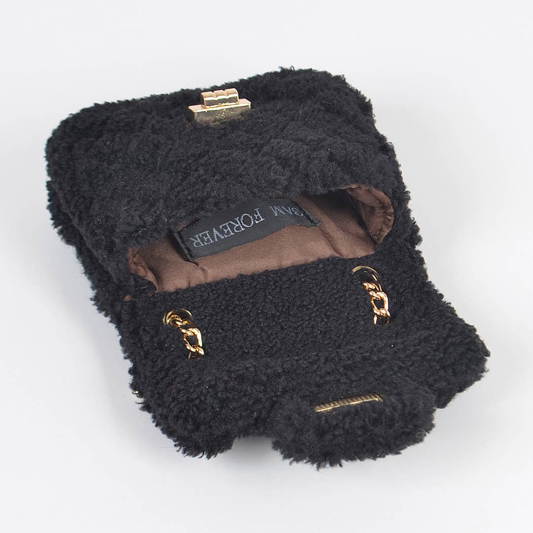 3AM BY H&D ACCESSORIES - Faux Fur Mini Crossbody Bag: Red