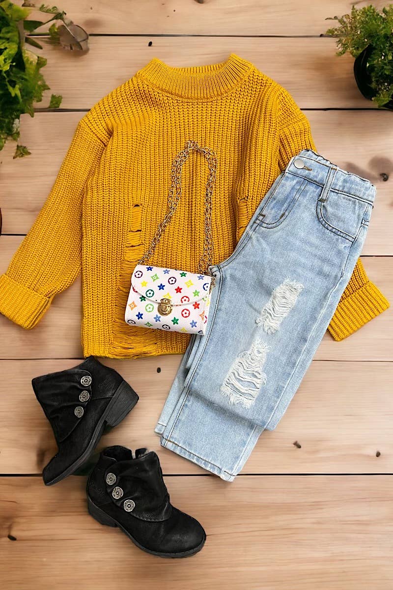 Distressed Sweater Mustard