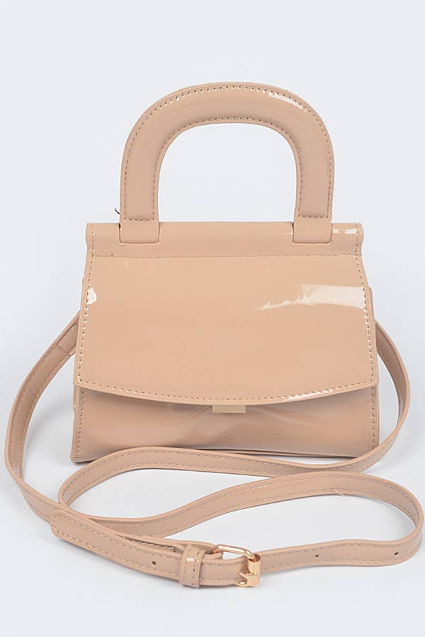 3AM BY H&D ACCESSORIES - Patent Leather Top Handle Clutch: GR