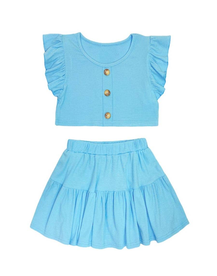 Cutie Patootie Clothing - GKSS-AMY-3018B Girls 2 pc Ribbed Skirt Set: Yellow / S6/7