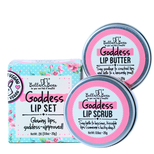 Bella & Bear - Goddess Lip Set | Lip Scrub & Lip Butter | Gift Set