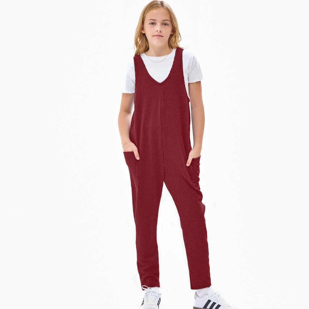 Good Girl - Embossed Rib Sleeveless Jumpsuit /Overall /Onesie: Blue / XL